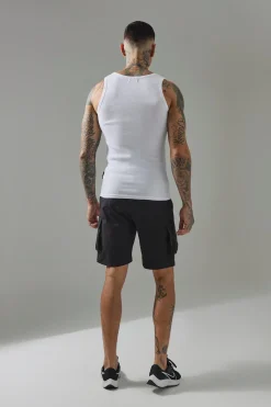 Tall Man Active Gym Muscle Fit Ribbed Vest | BoohooMAN UK