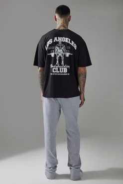 Tall Man Active LA Bodybuilding Club Oversized T-shirt | BoohooMAN UK