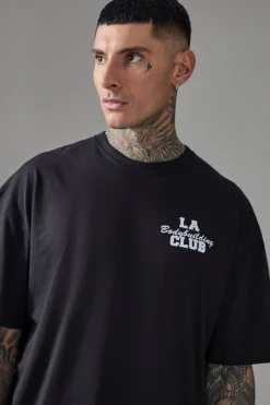 Tall Man Active LA Bodybuilding Club Oversized T-shirt | BoohooMAN UK