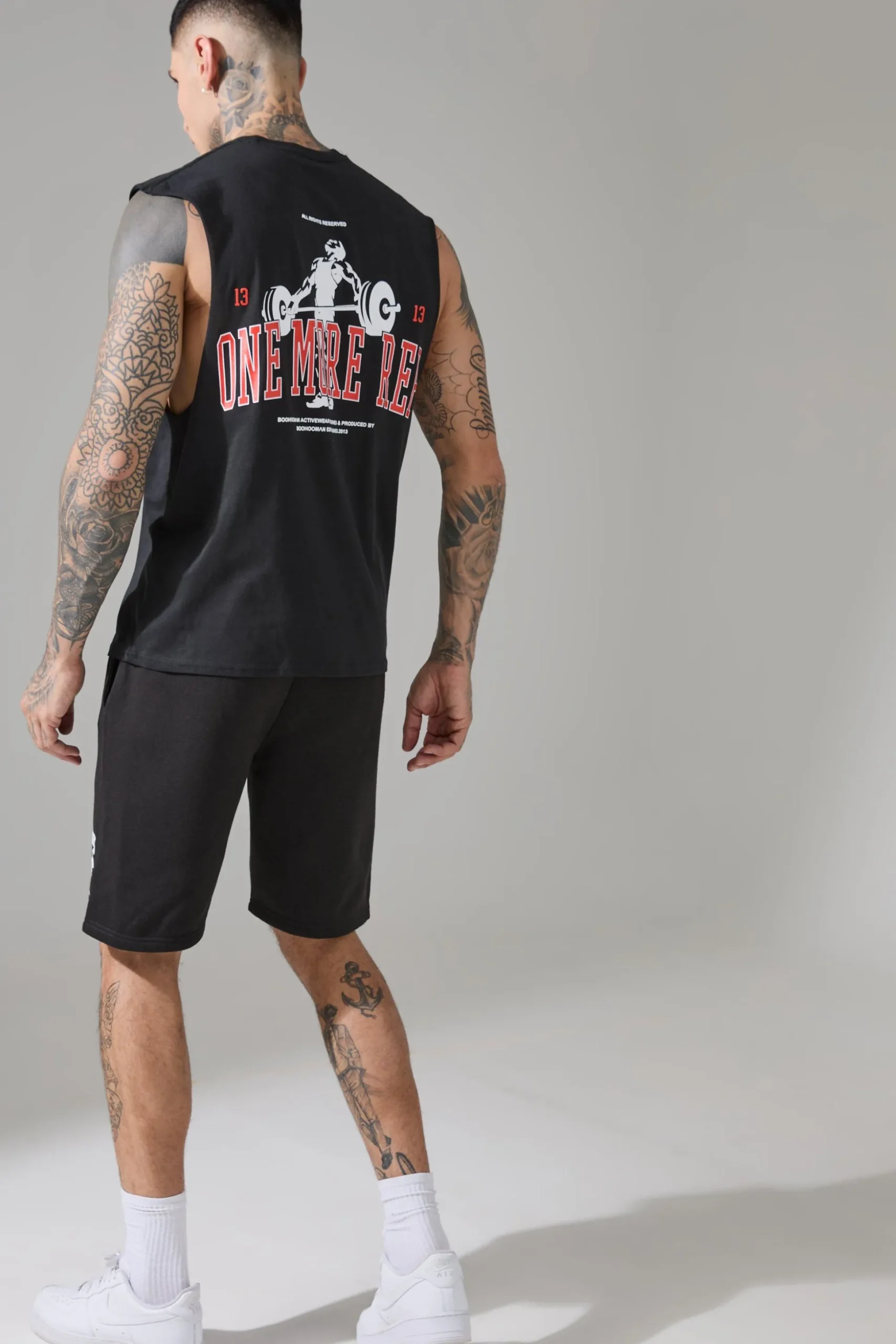 Tall Man Active One More Rep Regular Fit Droparm Tank | BoohooMAN UK