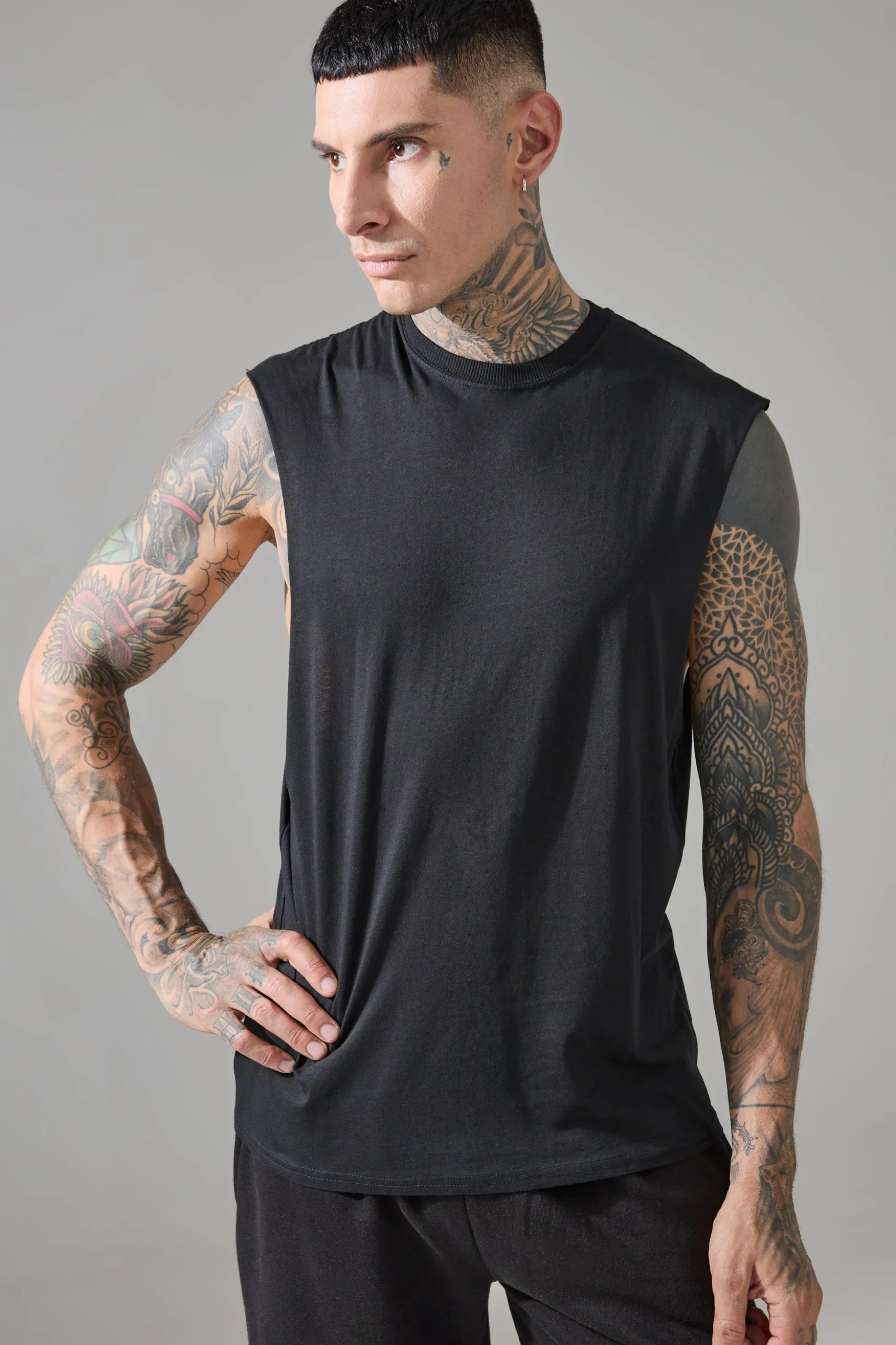 Tall Man Active One More Rep Regular Fit Droparm Tank | BoohooMAN UK