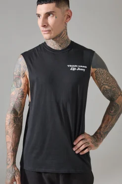 Tall Man Active Train Hard Lift Heavy Regular Fit Droparm Tank | BoohooMAN UK