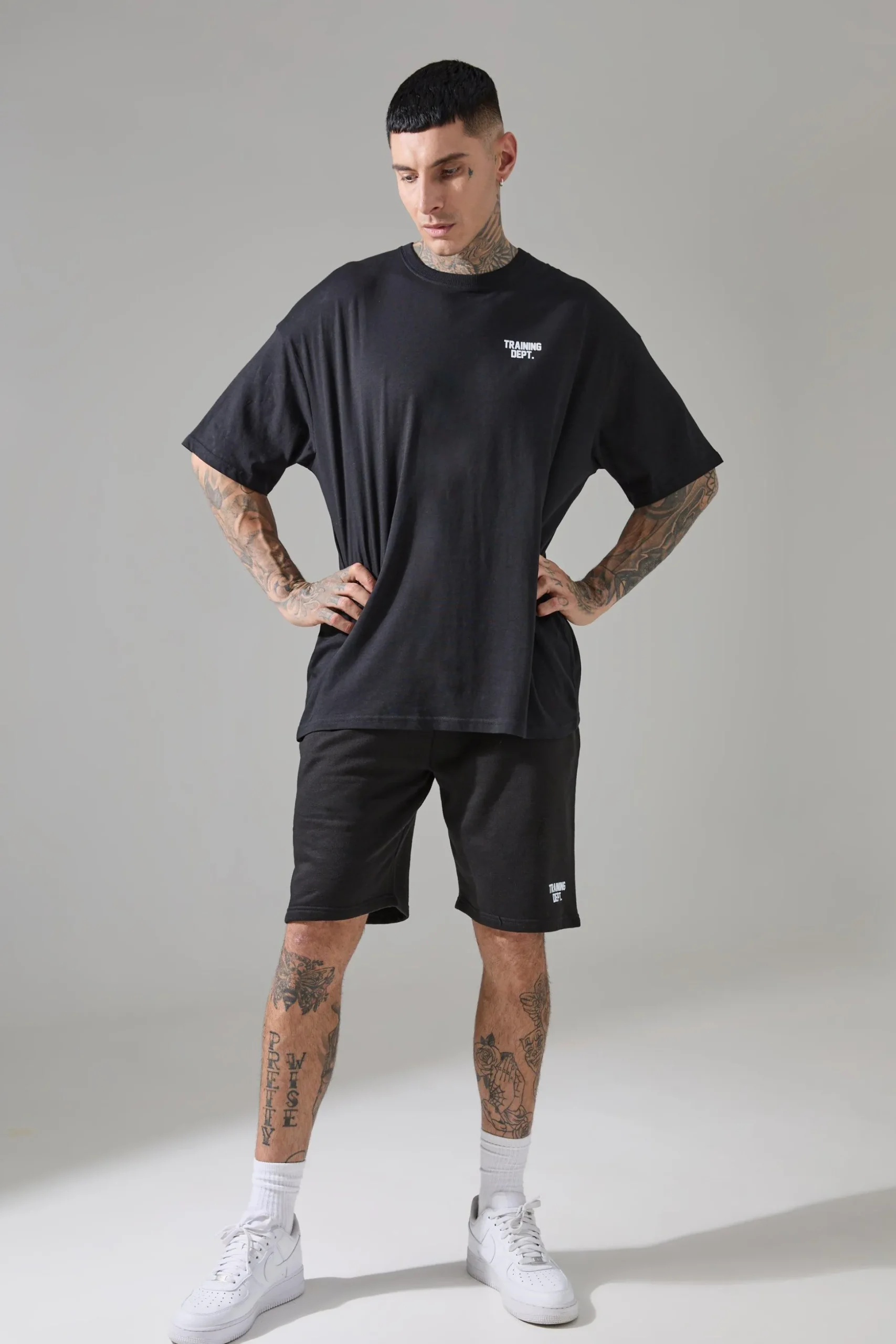 Tall Man Active Training Dept. Oversized T-shirt And Short Set | BoohooMAN UK