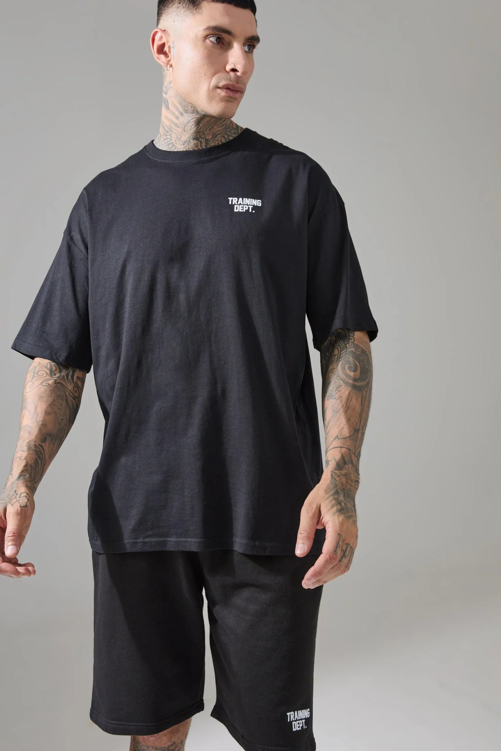 Tall Man Active Training Dept. Oversized T-shirt And Short Set | BoohooMAN UK