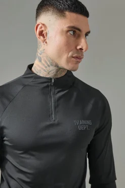 Tall Man Active Training Dept Muscle Fit 1/4 Zip | BoohooMAN UK
