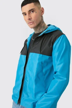 Tall Man Colour Block Hooded Windbreaker | BoohooMAN UK
