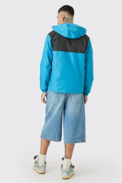 Tall Man Colour Block Hooded Windbreaker | BoohooMAN UK