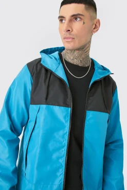 Tall Man Colour Block Hooded Windbreaker | BoohooMAN UK