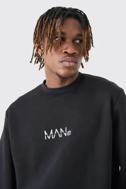 Tall Man Dash Crew Neck Sweatshirt In Black | BoohooMAN UK