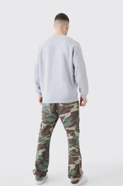 Tall Man Dash Crew Neck Sweatshirt In Grey Marl | BoohooMAN UK