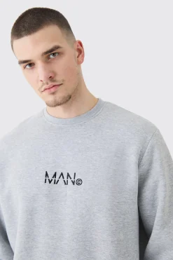 Tall Man Dash Crew Neck Sweatshirt In Grey Marl | BoohooMAN UK