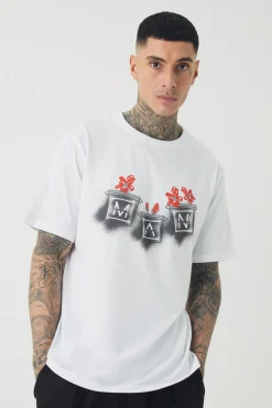 Tall Man Doodle Print Floral Print T-shirt | BoohooMAN UK