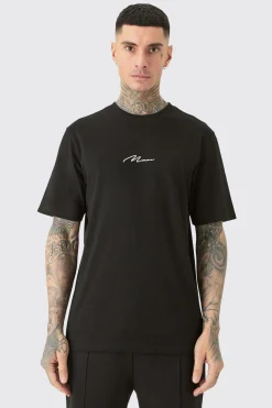 Tall Man Signature Embroidered T-shirt | BoohooMAN UK