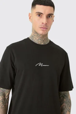 Tall Man Signature Embroidered T-shirt | BoohooMAN UK