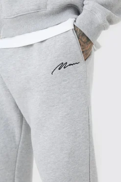 Tall Man Signature Jogger In Grey Marl | BoohooMAN UK