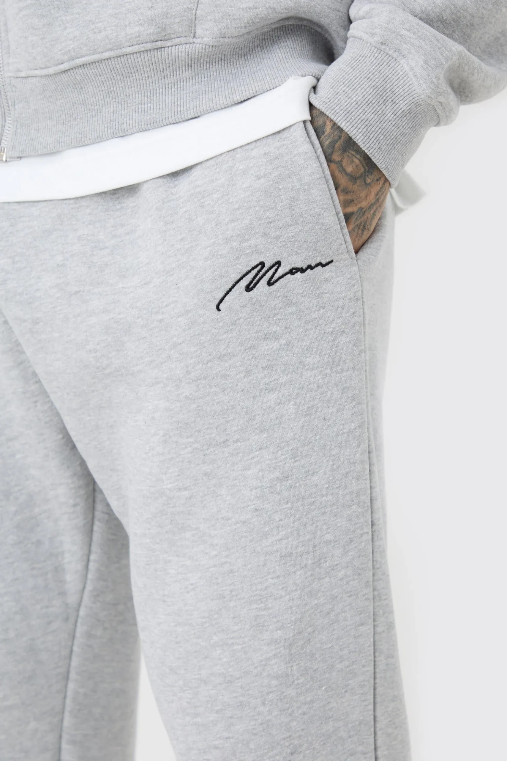 Tall Man Signature Jogger In Grey Marl | BoohooMAN UK
