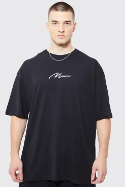 Tall Man Signature Oversized Crew Neck T-shirt | BoohooMAN UK