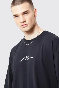 Tall Man Signature Oversized Crew Neck T-shirt | BoohooMAN UK
