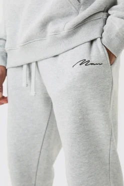 Tall Man Signature Skinny Fit Jogger In Grey Marl | BoohooMAN UK