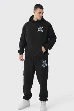 Tall Metallic Y2K Graphic Tracksuit | BoohooMAN UK