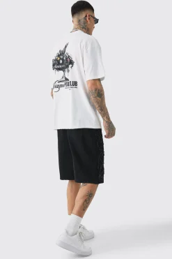 Tall Miami Pool Club Back Print T-shirt In White | BoohooMAN UK