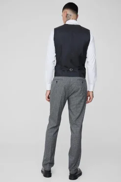 Tall Mini Dogtooth Slim Fit Suit Trouser | BoohooMAN UK