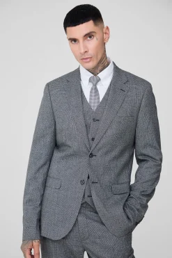Tall Mini Dogtooth Slim Fit Suit | BoohooMAN UK