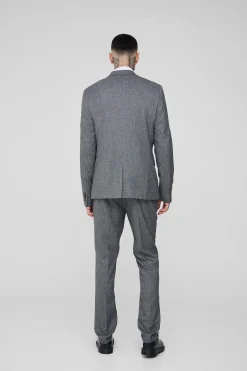 Tall Mini Dogtooth Slim Fit Suit | BoohooMAN UK