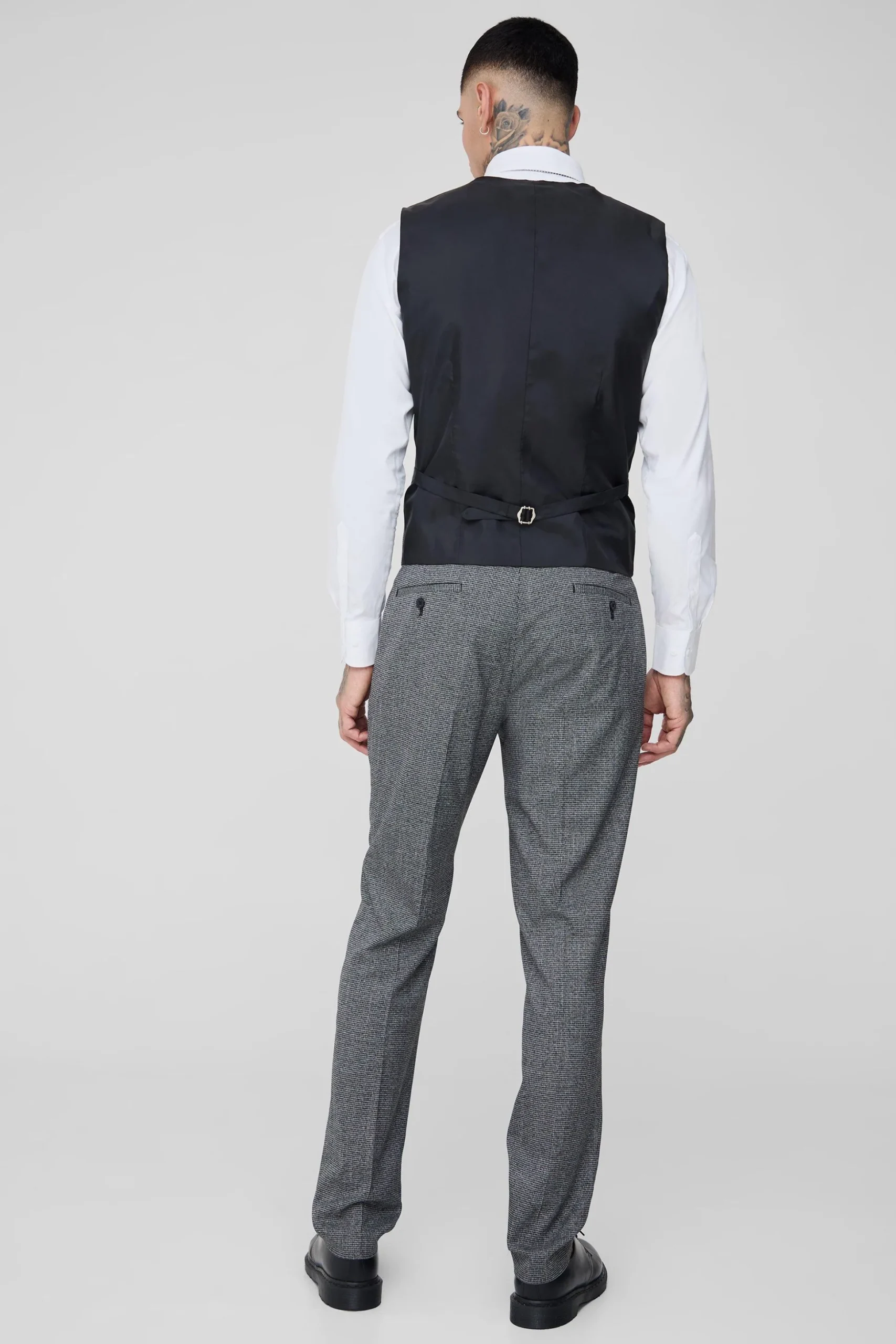 Tall Mini Dogtooth Waistcoat | BoohooMAN UK
