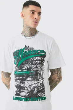 Tall Monaco Moto Print T-shirt | BoohooMAN UK