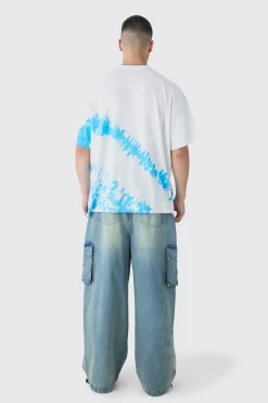 Tall Monaco Tie Dye Printed T-shirt In White | BoohooMAN UK