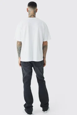 Tall Mono Abstract Floral Printed T-shirt In White | BoohooMAN UK