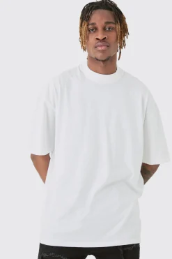 Tall Mono Floral Back Print T-shirt In White | BoohooMAN UK