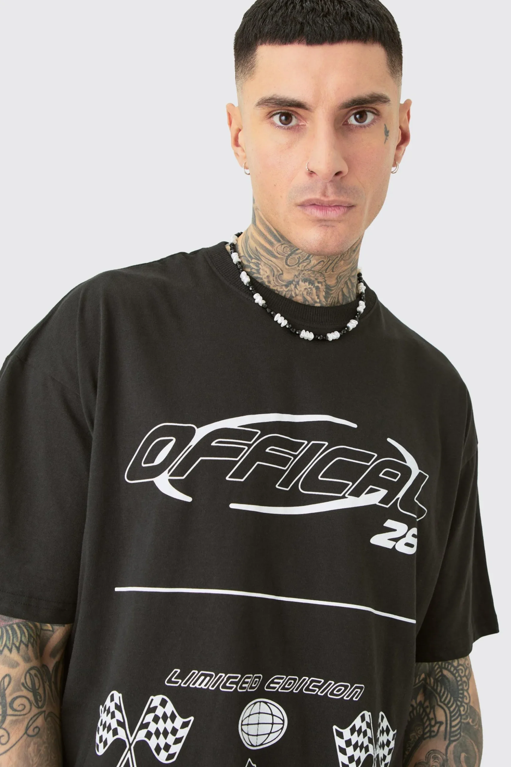 Tall Mono Moto Graphic T-shirt | BoohooMAN UK