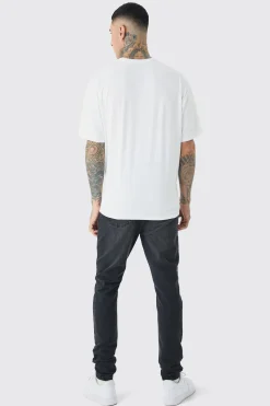 Tall Mono Placement Floral Printed T-shirt In White | BoohooMAN UK