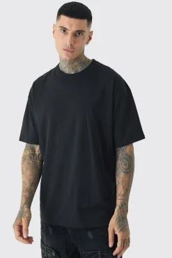 Tall Mono Rose Floral Back Print T-shirt In Black | BoohooMAN UK