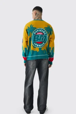 Tall Moto Graphic Knitted Sweatshirt | BoohooMAN UK