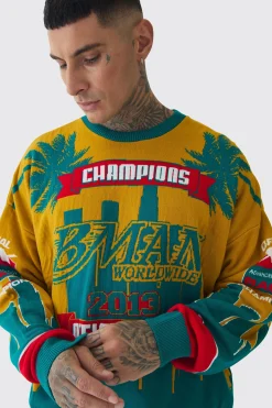 Tall Moto Graphic Knitted Sweatshirt | BoohooMAN UK