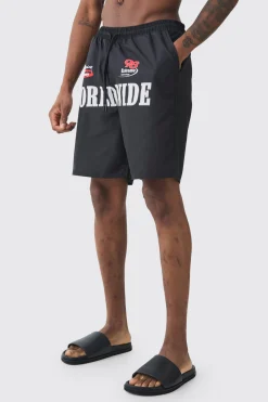 Tall Moto Printed Swim Shorts | BoohooMAN UK