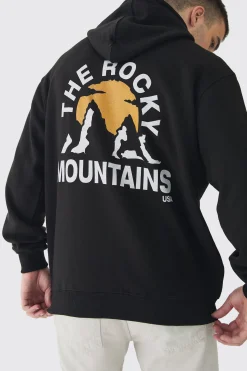 Tall Mountains Graphic Oversized Hoodie | BoohooMAN UK