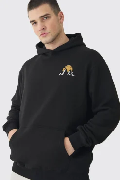 Tall Mountains Graphic Oversized Hoodie | BoohooMAN UK