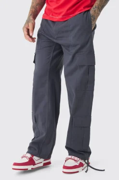 Tall Multi Cargo Gusset Baggy Cargo Trousers | BoohooMAN UK