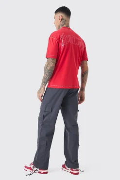 Tall Multi Cargo Gusset Baggy Cargo Trousers | BoohooMAN UK