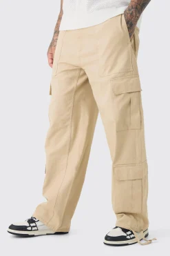 Tall Multi Cargo Gusset Baggy Cargo Trousers | BoohooMAN UK