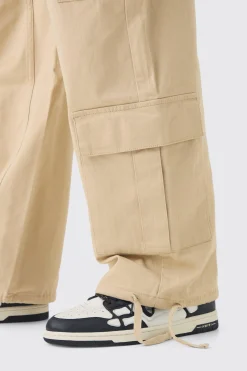 Tall Multi Cargo Gusset Baggy Cargo Trousers | BoohooMAN UK