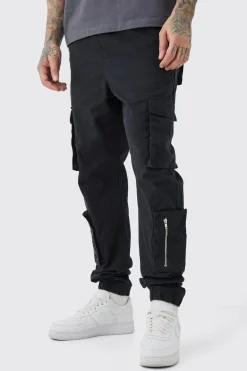 Tall Multi Cargo Pocket Cuffed Trousers | BoohooMAN UK
