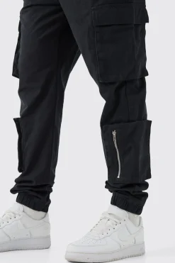Tall Multi Cargo Pocket Cuffed Trousers | BoohooMAN UK