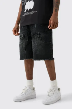 Tall Multi Waistband Relaxed Fit Denim Shorts | BoohooMAN UK