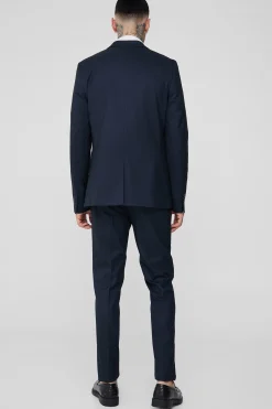 Tall Navy Pinstripe Slim Fit Suit Trouser | BoohooMAN UK