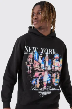 Tall New York Graphic Hoodie | BoohooMAN UK